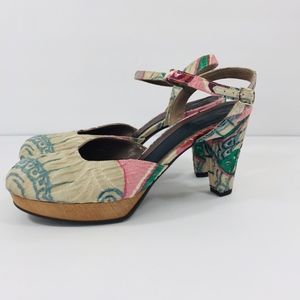 Marni Jaquard Tapestry Floral Platform Cone Heels